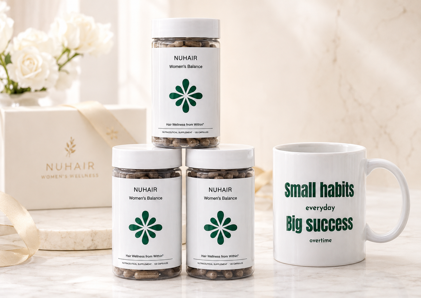 90-Day Routine Starter Kit — NuHair Women’s Balance + Ritual Mug by Bloom
